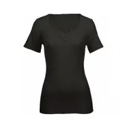 100% Pure Merino Wool Womens Short Sleeve Thermal Top Woolmark Thermals Fleece