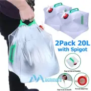 2Pack 5.3Gal Camping Foldable Collapsible Water Container w/ Spigot Storage Jug