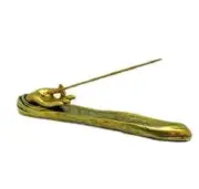 NIB~HAMSA~GOLD MEDITATION~HAND YOGA BOAT~INCENSE BURNER HOLDER
