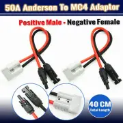 2X FOR MC4 CONNECTOR TO 50AMP ANDERSON PLUG SOLAR CABLE ADAPTOR WIRING 40CM