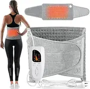 Heating Pad for Back Pain Relief, Koreal Electric Heating for Pad Period Cramps Menstrual, 30cm x 60cm With 76cm Adjustable Belt, 6 Level Heat Setting 4 Level Timming Auto Shut Off