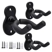 Guitar Wall Mount Wall Hanger 3 Pack Hook Black Metal 3 Pack Guitar Style