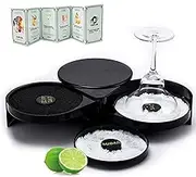 3-Tier Bar Glass Rimmer, Margarita Salter Bar Accessories with Cocktail Recipe Card for Bloody Mary and Gimlets, Black