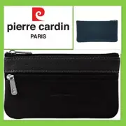 Pierre Cardin Leather Coin Wallet Pouch Mini Purse Zip Up Small Change Bag Black