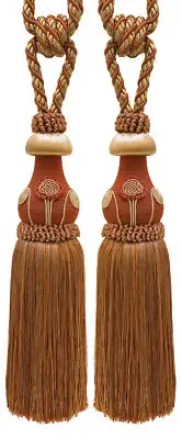 DÉCOPRO Tassel Tieback, Color# 6122 - Cinnamon Toast Orange [Set of 2]
