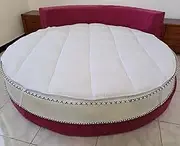 Round Mattress Topper, Quilted Design Comfort Mattress Pad Ultra Soft Fluffy Mattress Protector with Elastic Straps,Diameter190cm(75inch)