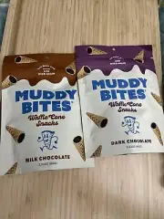 10)MUDDY BITES WAFFLE CONE SNACKS MILK CHOCOLATE OR DARK CHOC CHOOSE WHICH ONES!