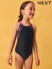 Black/Pink Double Strap Swimsuit (3-16yrs) (F66543) | $24 - $35
