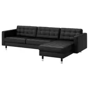 LANDSKRONA 4-seat sofa, with chaise longue/Grann/Bomstad black/metal