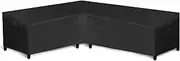 WLEAFJ Patio L-Shaped Sectional Sofa Cover Waterproof, Heavy Duty Outdoor Sectional Couch Cover with Air Vent, Left Facing, 83" L/104" L x 32" D x 31" H