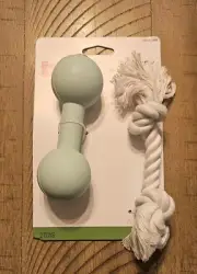 Boots & Barkley Occupy Puppy Rubber & Rope Dog Toy Set Green/White