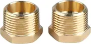 U.S. Solid 2pcs Brass Reducer Hex Bushing Brass Threaded Pipe Fitting (3/4" NPT Male x 3/8" NPT Female)