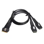 Cablecy Slimline SAS Slim 4.0 SFF-8654 8i 74pin to Dual SFF-8087 Mini SAS
