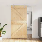 Sliding Door with Hardware Set 100x210 cm Solid Wood Pine vidaXL