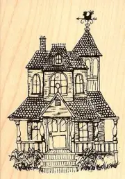 Halloween Wonderful Old House Wood Mounted Rubber Stamp JUDIKINS 3032H New