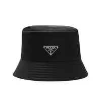 在飛比找森森購物網優惠-【PRADA】女款 經典銀三角logo徽標 尼龍漁夫帽-黑色