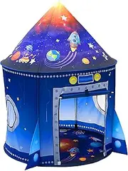 Rocket Ship Play Tent for Kids, Astronaut Spaceship Space Themed Pretend Playhouse Indoor Outdoor Games Party Children Pop Up Foldable Tent Birthday Toy for Boys Girls Toddler Baby