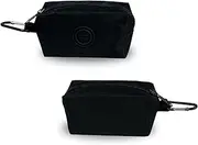 ZGWANSUI 2Pcs Dog Poop Bag Holder for Leash Attachment, Hand Free Pet Waste Bag Dispenser Zippered Pouch, Portable Lightweight Fabric Bag Set with Leash Clip for Doggie Puppy Trash Bags (Black)