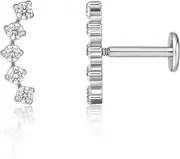 limerencia 18g Titanium Internally Threaded Tragus Piercing Jewelry CZ Top Flat Back Piercing Nose Studs Earring, Helix, Cartilage, Labret, Monroe for Women or Men