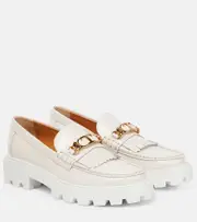 [Tod's] Tod's Fringed leather loafers AU 11 white