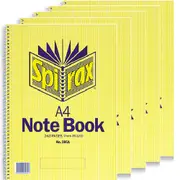 Spirax 595A Notebook 7mm Ruled Spiral Bound 240 Page A4 5 Pack