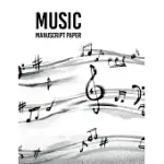 WIDE STAFF MUSIC MANUSCRIPT PAPER: MUSIC MANUSCRIPT PAPER / WHITE MARBLE BLANK SHEET MUSIC / NOTEBOOK FOR MUSICIANS / STAFF PAPER / COMPOSITION BOOKS