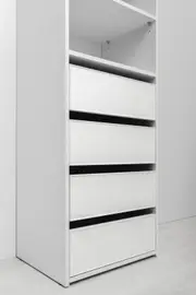 Geneva Built In Wardrobe - 4 Drawer 3 Shelf Module - Slim Shaker Panel - White