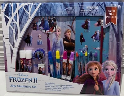 Disney Frozen II 30-Piece Stationery Gift Set Kids Toy Elsa Anna Hans Olaf NEW