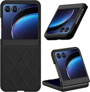 [Jarttarn] Compatible with Motorola Razr 40 Ultra Case, Premium PU Leather Shell with Rhombus Texture Skin-Friendly Anti-Scratch Shock-Proof Full Coverage Protective Cover (Black)