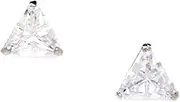 [JewelryWeb] 14k White Gold 6x6mm Trillion Shape CZ Simulated Diamond Screw Back Earrings Stud Earring for Women