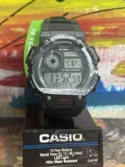 Casio Men's Digital 10-Yr Battery World Time 100m Black Resin Watch AE1400WH-1A