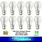 10 x 72W Clear GLS Halogen Light Globes Bulbs Lamps Bayonet Cap B22 72W = 100W