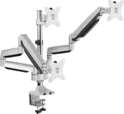 SIIG Triple Monitor Desk Mount-13 to 32"/Silver -Premium Gas Spring