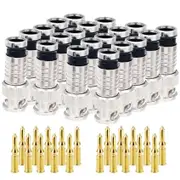 20 Pcs BNC Compression Connector 75 Ohm Coupler with Copper Pin for RG58-59 Crimper Video Plug Extension Coaxial Cable as shown