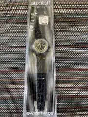 Swatch Watch Silver Star Chrono Deep Blue Leather Band SCN102