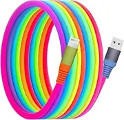 6.6ft Rainbow Gradual Braided Lightning Cable iPhone Charger Cord USB Fast Charging Data Cable for iPhone 14/13/12/11/XR/XS/X/8/7/6 Plus/SE iPad More