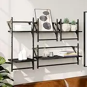 Wall Shelf Set of 4, Floating Shelves with Engineered Wood, Decorative Hanging Ledge, Perfect Wall Shelves, Oak, for Frame Display