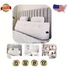 Wedge Pillow Set: Headboard Support with 2 Neck Roll Pillows - White