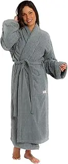 [Trends Alley] – Ribbed Velour Terry Bathrobe/Terry Cloth Robe/Dressing Gown for Men/Women, Spa Robe/Sleepwear, 100% Combed Cotton