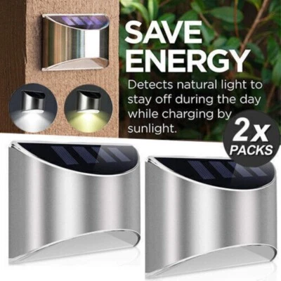 Solar 4 LED Wall Lights Gutter Fence Garden Stairs Step Outdoor Lamp Waterproof