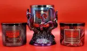 Bath and Body Works STRANGER THINGS 3-wick Candle & Candle Holder Bundle New
