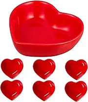 FELTECHELECTR Ceramic Sauce Dishes Set Heart Shaped Dipping Plates for Condiments Nuts Candies 6 Pack