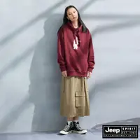 在飛比找momo購物網優惠-【JEEP】女裝 腰際抽繩長版工裝棉裙(卡其)