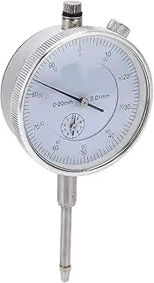 Dial Indicator High Accuracy, Transparent Dust Cover, Mechanical Pointer, Stainless Steel, Brass, 0.01mm Accuracy for Fine Machining, Manufacturing, Aviation, Measuring Shaft (0-20mm)