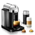 Nespresso | NEW Vertuo Chrome & Aeroccino3 Milk Frother Coffee Espresso Machine