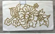 Bath Rug 20"x32" White Mustard Gold Accent Woven Textured Design Threshold New