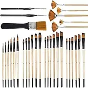 32 Pcs Paint Brushes Set, Nylon Brush Set Acrylic Paints, Acrylic Brush, Brush Set with Round, Square, Flat, Fan Brush Set for Acrylic Oil Watercolor Gouache