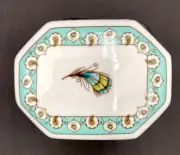 Vera Bradley 'My Home' Porcelain Peacock Feathers Trinket Box, Turquoise, MINT