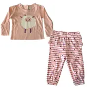 Harper Canyon Baby Girl Pink Outfit set Pants Hearts Long Sleeve Top sheep 12 M