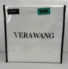 Vera Wang White King Sheet Set Satin Weave Cotton Simple Dot Embroidery on Edge